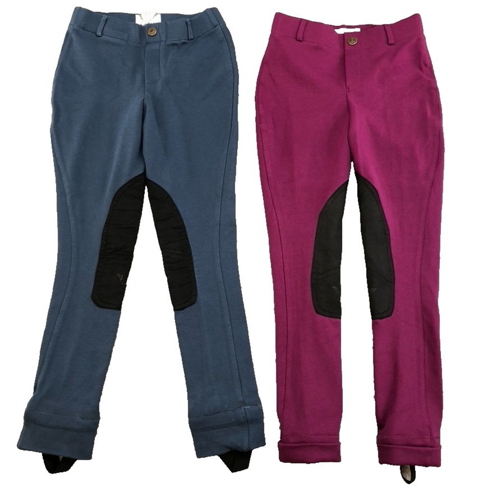 TuffRiders Starter Pull On Breeches Jodhpurs Unisex Kids 10 Blue Plum Equestrian